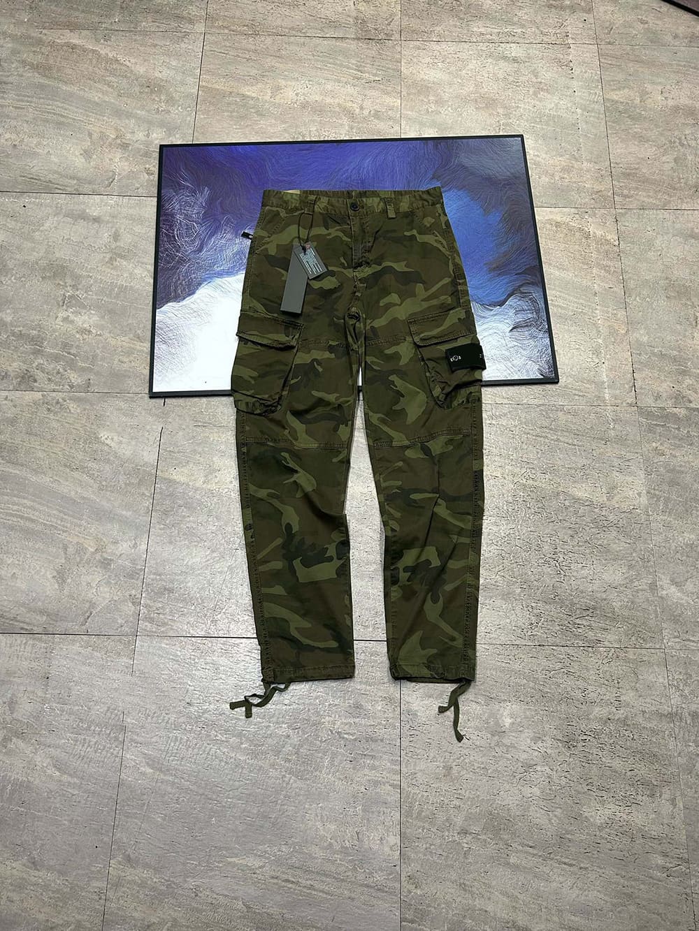 Stone Island Multi-Pocket Camouflage Cargo Pants Washed Straight Casual Trousers
