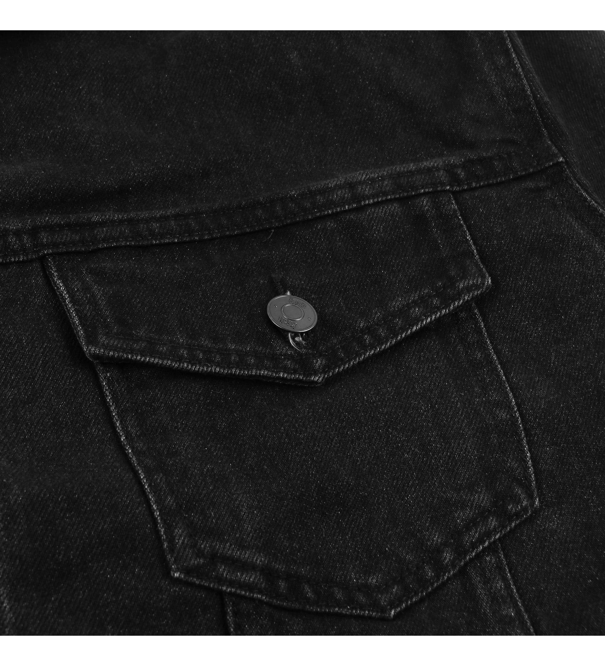 Kith washed black retro denim jacket coat men’s Maychao autumn and winter New loose lapel long sleeves cow quilt