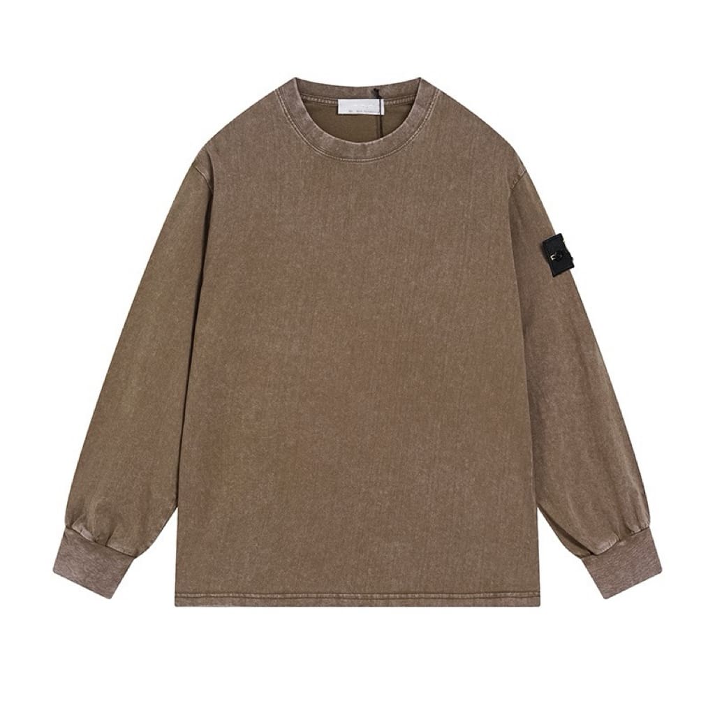 Stone Island Washed Retro Crew Neck Long Sleeve Sweater For Men And Women