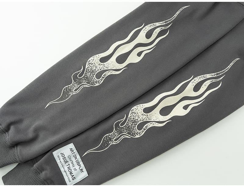 Gallery Dept Flame Print Loose Hoodie Sweatshirt