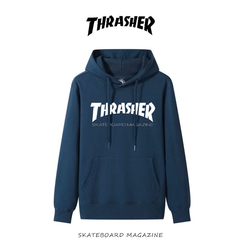 thrasher flame letter hooded sweater loose casual pure cotton coat