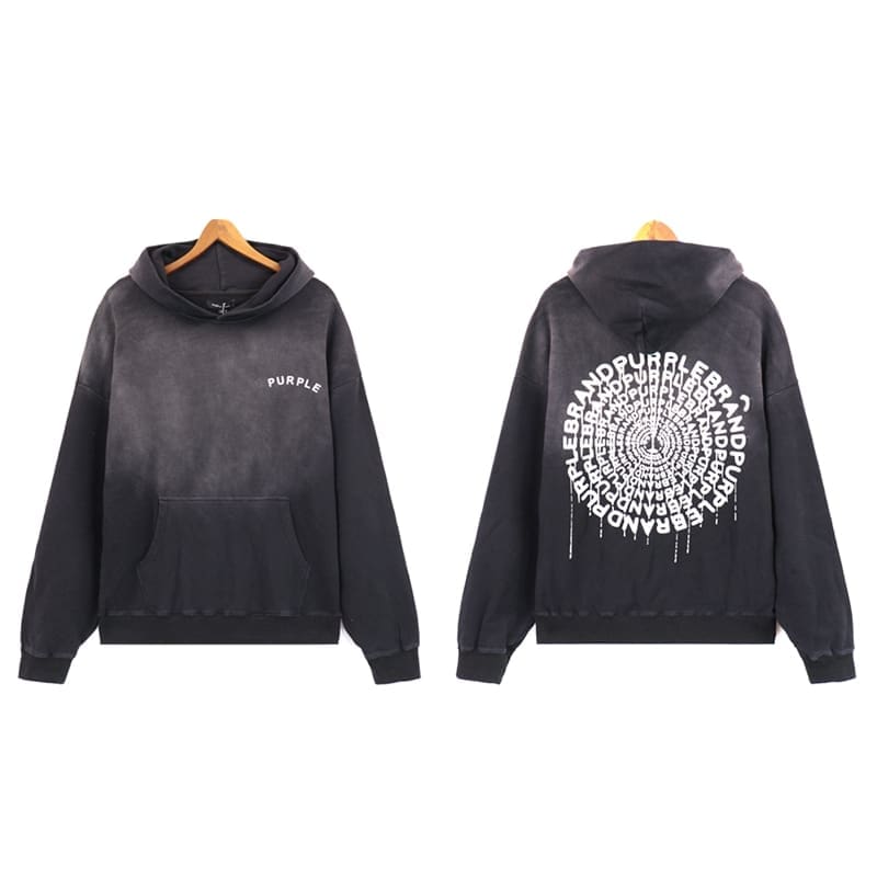 pu*re b*and logo printed washed casual hooded sweater for men and women