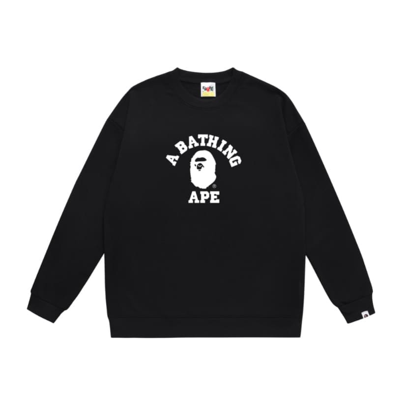 BA Ape Head Letter Print Crew Neck Sweatshirt Autumn Winter Casual Top