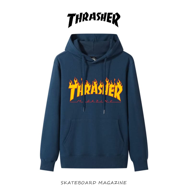 thrasher flame yellow fire hooded sweater loose casual pure cotton coat
