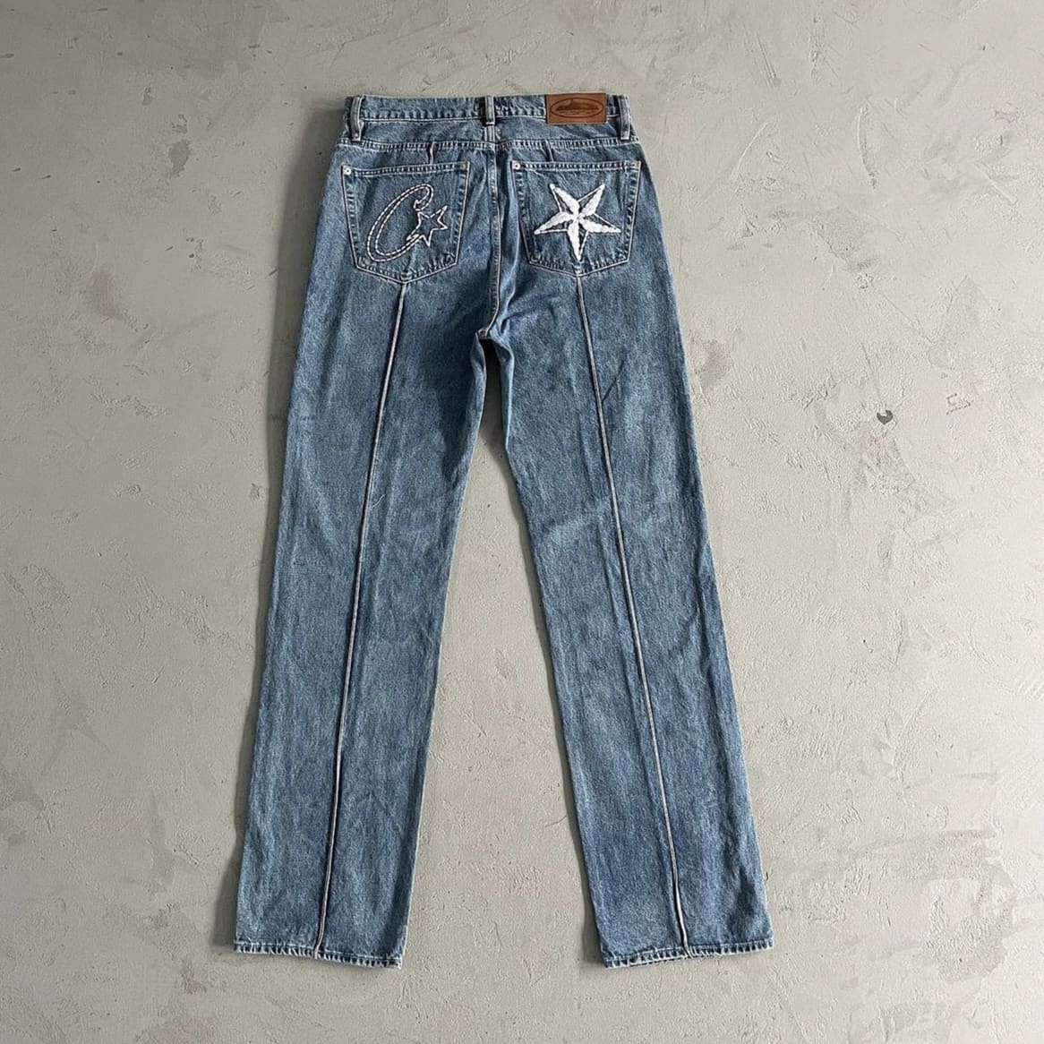 Corteiz Denim Coat and Trousers Suit Loose Casual Star Style