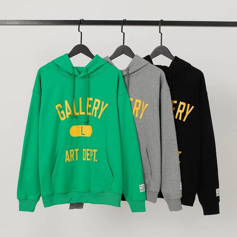 Gallery Dept Letter Print Loose Hooded Sweater for Men and Women
