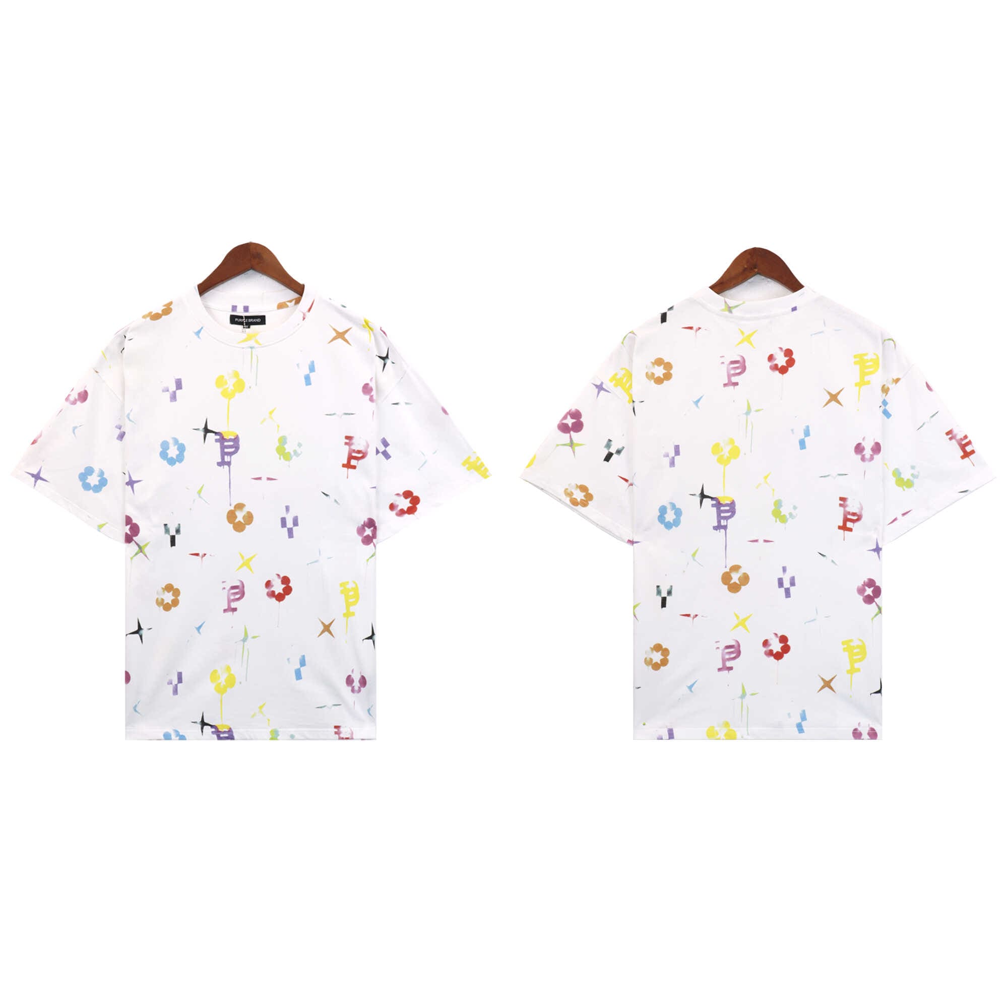 pu*re b*and splash paint printed short sleeve t-shirt for couples