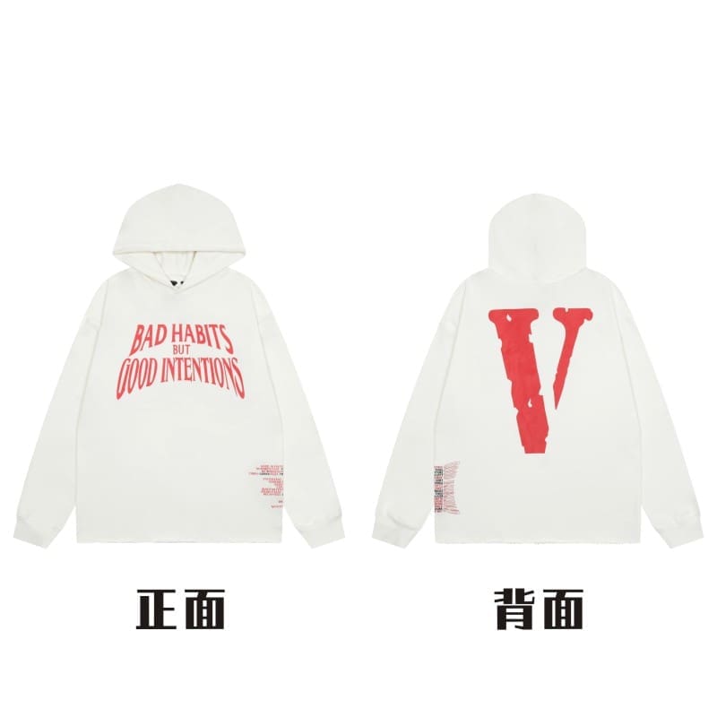 VLONE Large V Hooded Sweater Retro Pullover for Men and Women