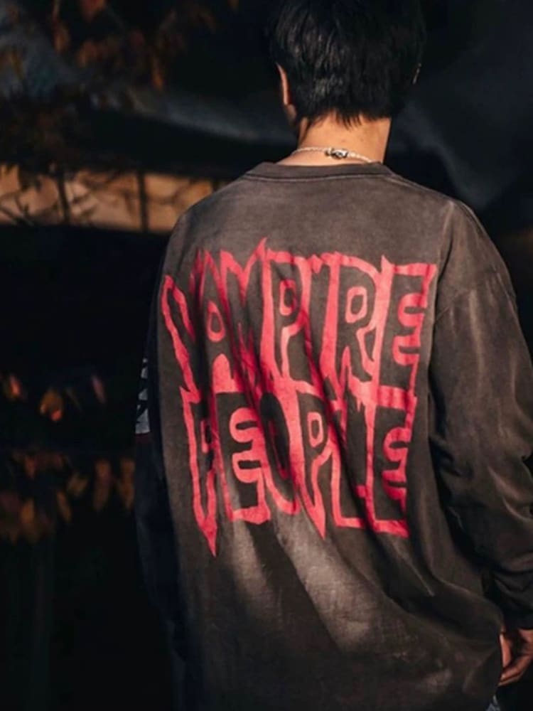 Saint Michael Yu Wenle Washed Vintage Long Sleeve T-Shirt for Men and Women