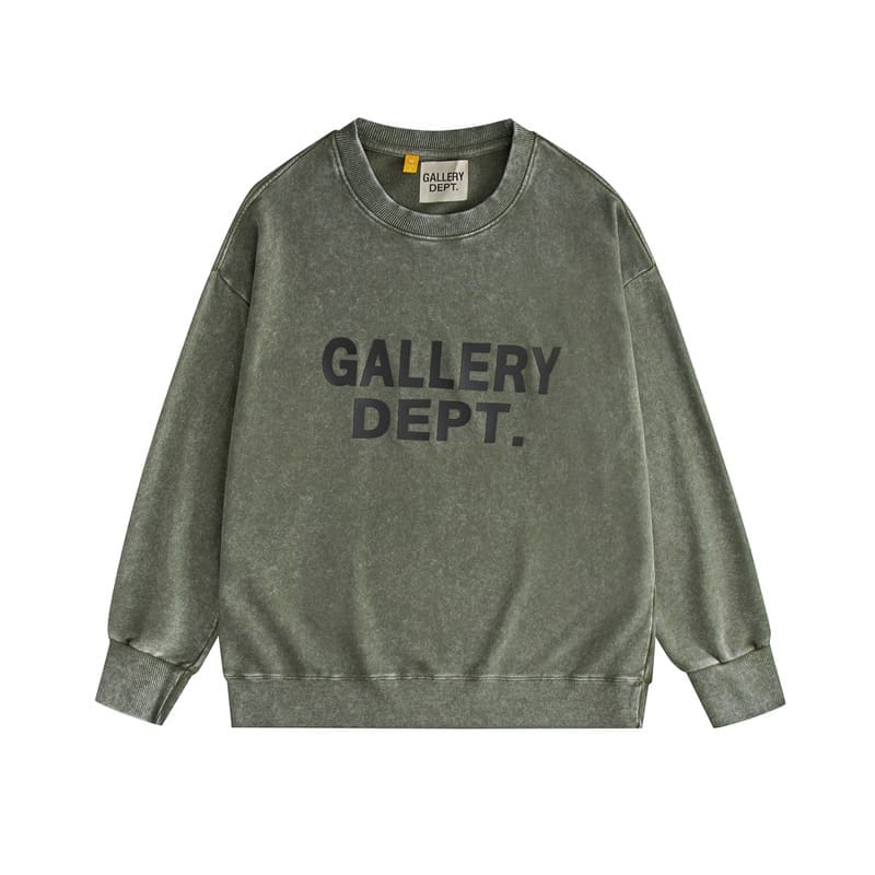 Gallery Dept Letter Logo Washed Terry Round Neck Sweater for Men and Women