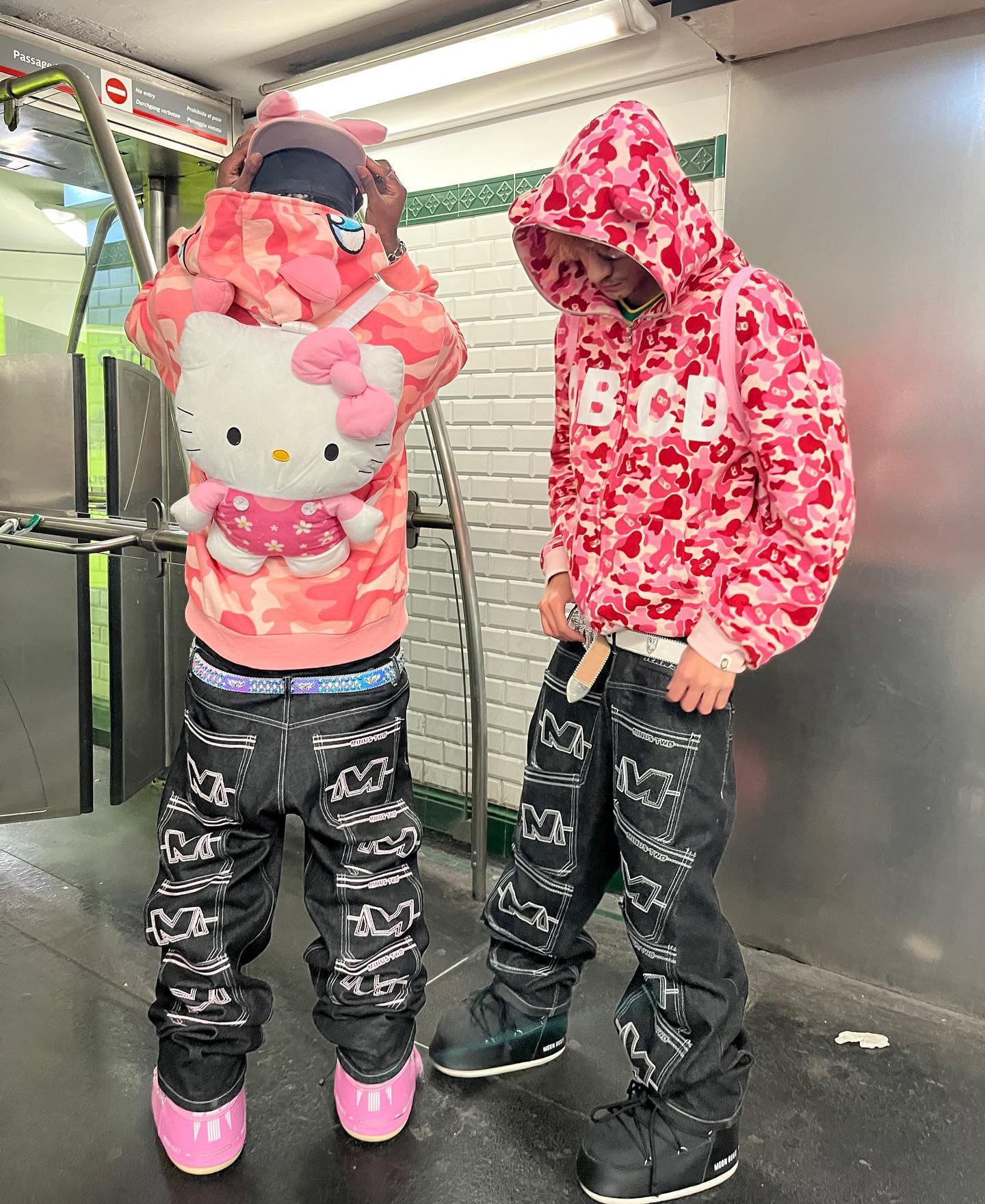 Minus Two Denim Trousers Casual Straight-Leg Loose Fit Hip Hop Star Style B