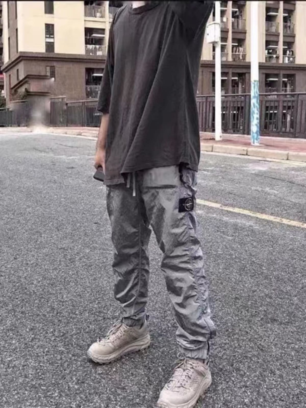 Stone Island Metal Nylon Ankle Banded Working Pants Men’s and Women’s High Street Functional Mesh Casual Trousers