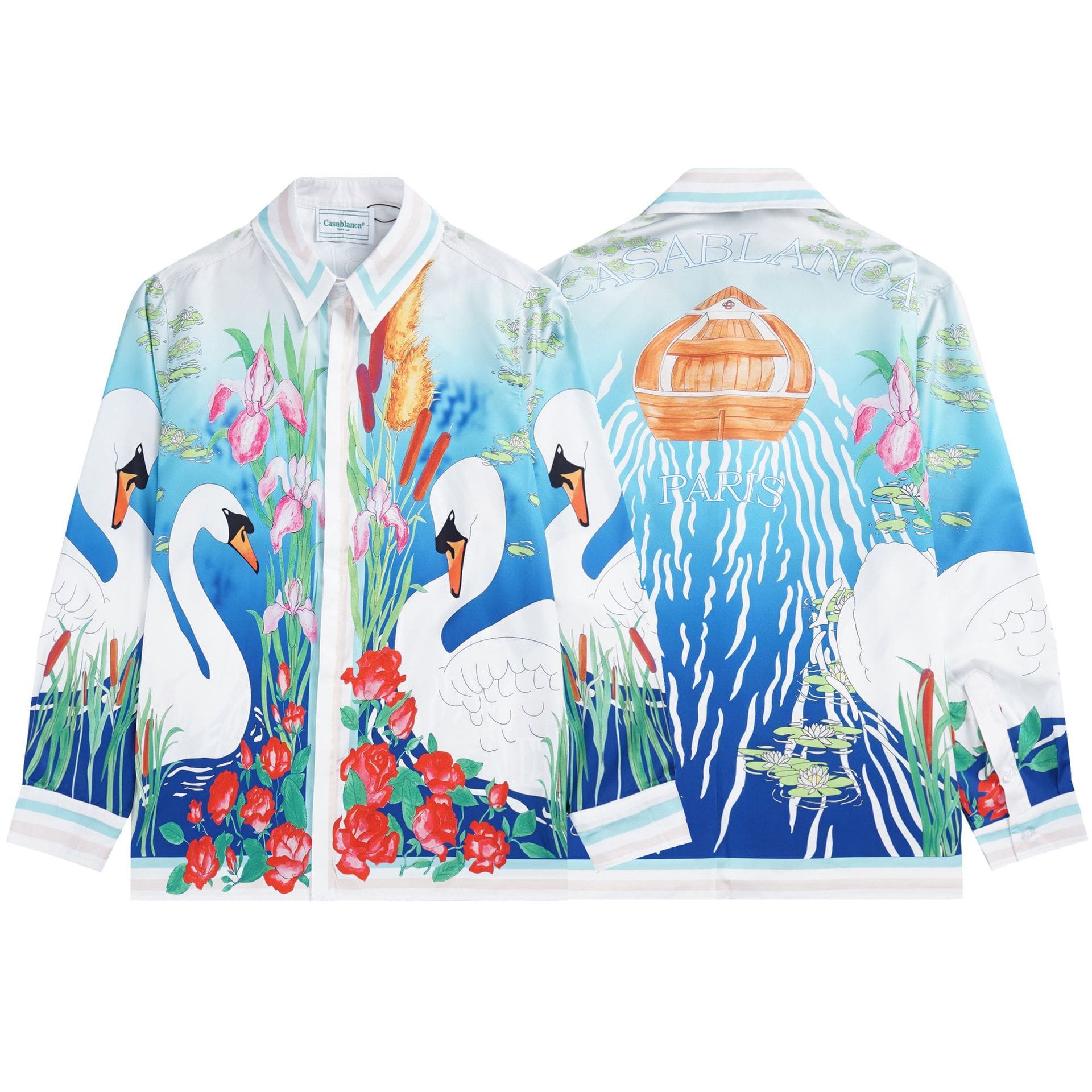 Casablanca Long Sleeve Printed Beach Shirt for Men A