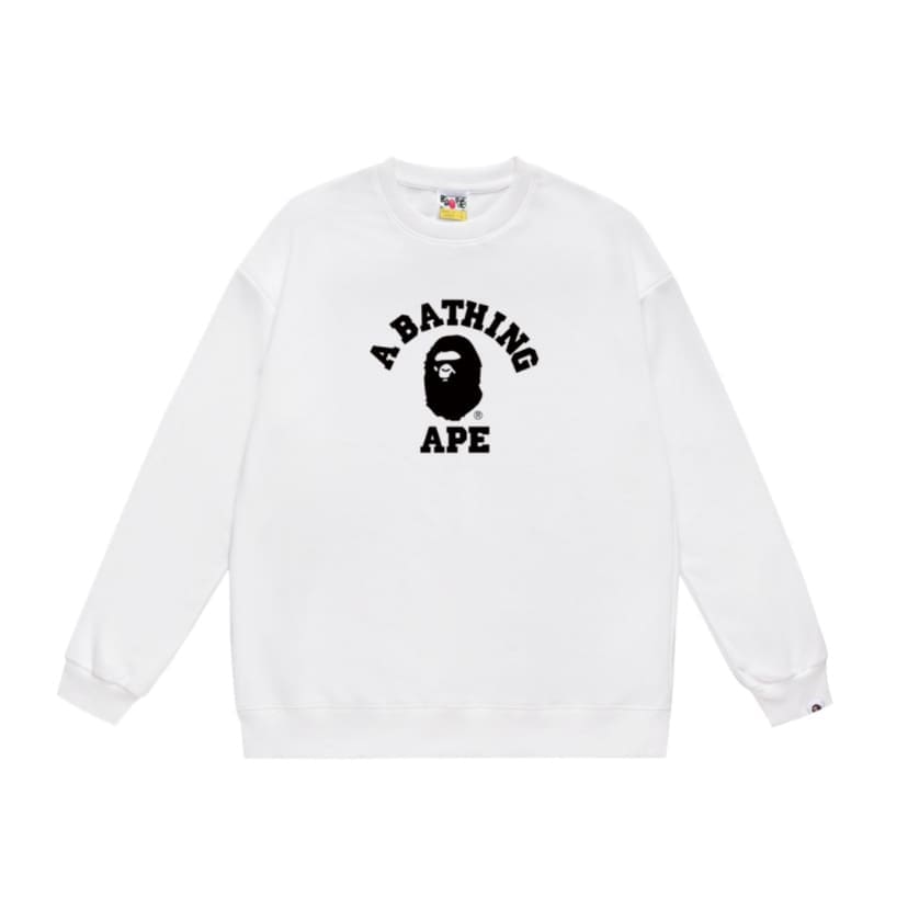 BA Ape Head Letter Print Crew Neck Sweatshirt Autumn Winter Casual Top
