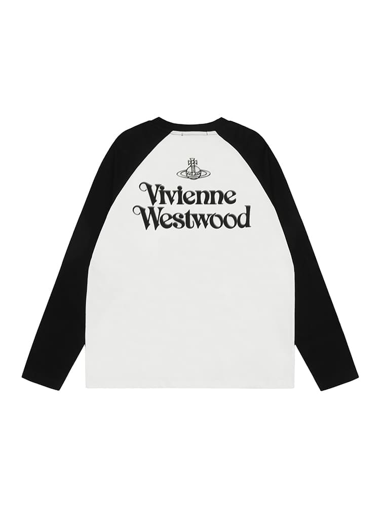 Vivienne Westwood Splash-Ink Embroidered Long Sleeve T-Shirt for Men and Women