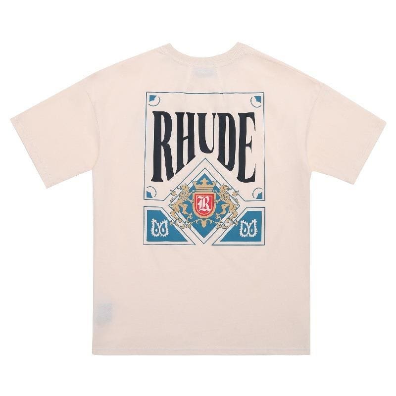 High Street Loose Oversized American Fashion Brand RHUDE Printed Short Sleeve T-Shirt for Couples