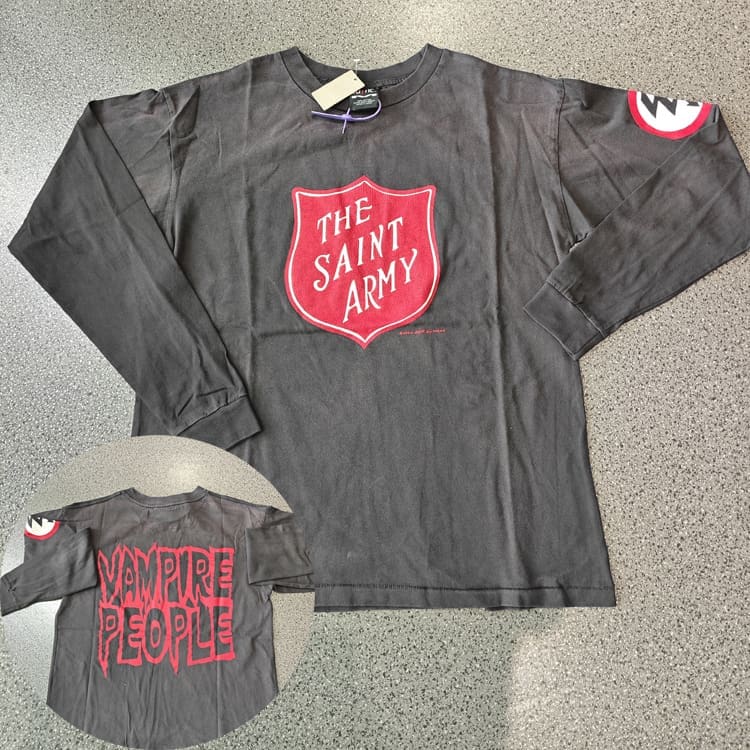 Saint Michael Yu Wenle Washed Vintage Long Sleeve T-Shirt for Men and Women