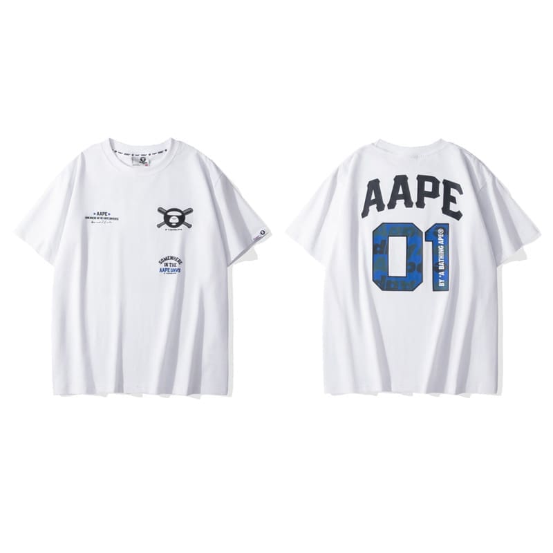 AAPE Ape Head Badge Short Sleeve Casual T-Shirt for Men and Women