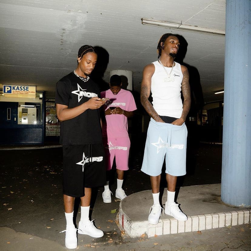 NOFS Letter Print Shorts Suit European Hip Hop Style High Street Sports Set 3