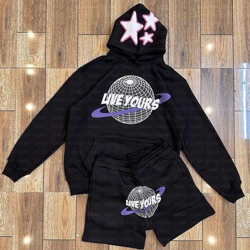 Letter Puff Print Hoodie Harajuku Street Style Loose Pullover