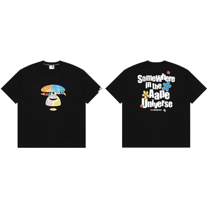 AAPE Ape Head Badge Short Sleeve Casual T-Shirt for Men and Women