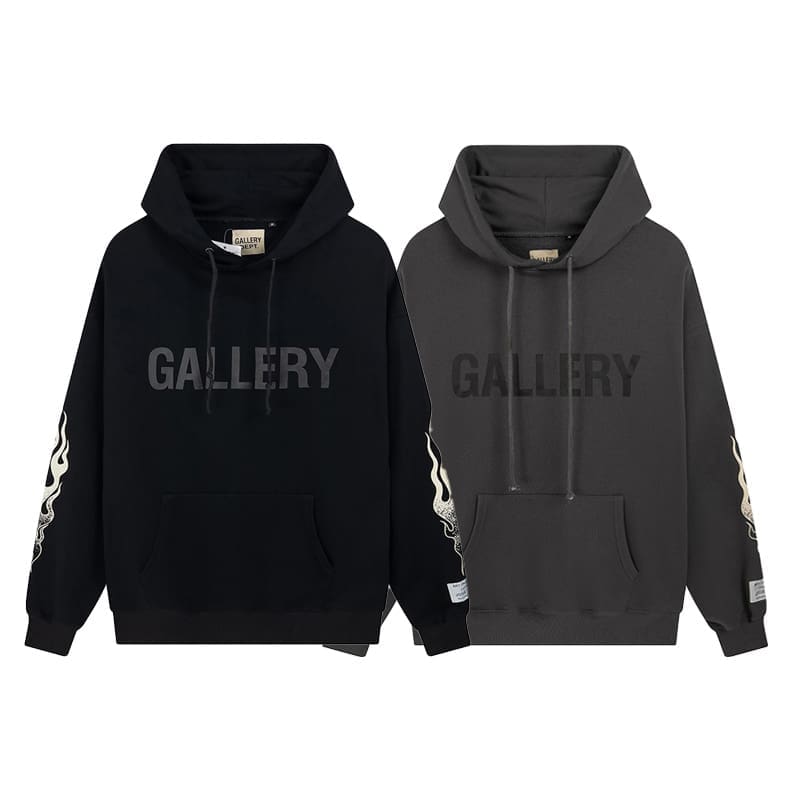 Gallery Dept Flame Print Loose Hoodie Sweatshirt