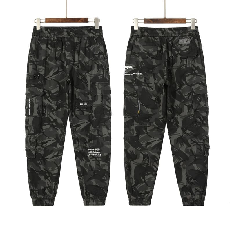 AAPE Camouflage Multi-Pocket Military Workwear Pants for Men and Women