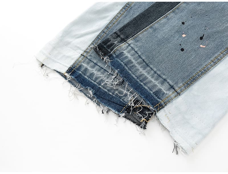 Gallery Dept Contrast Color Splash-Ink Design Denim Trousers Slightly Flared