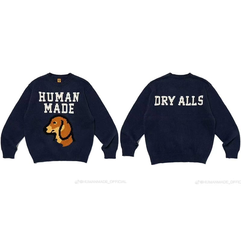 Hvm*n M*de cartoon jacquard sweater niche trendy round neck for couples