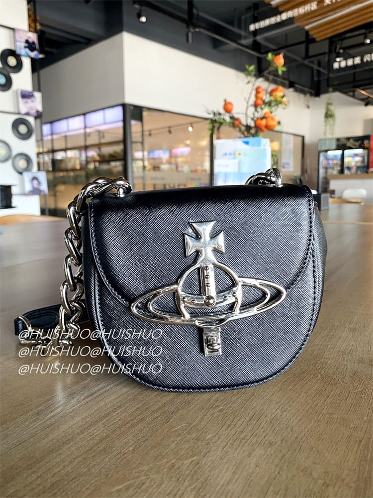 Vivienne Westwood Crocodile Pattern Baguette Shoulder Bag Saturn Chain Design