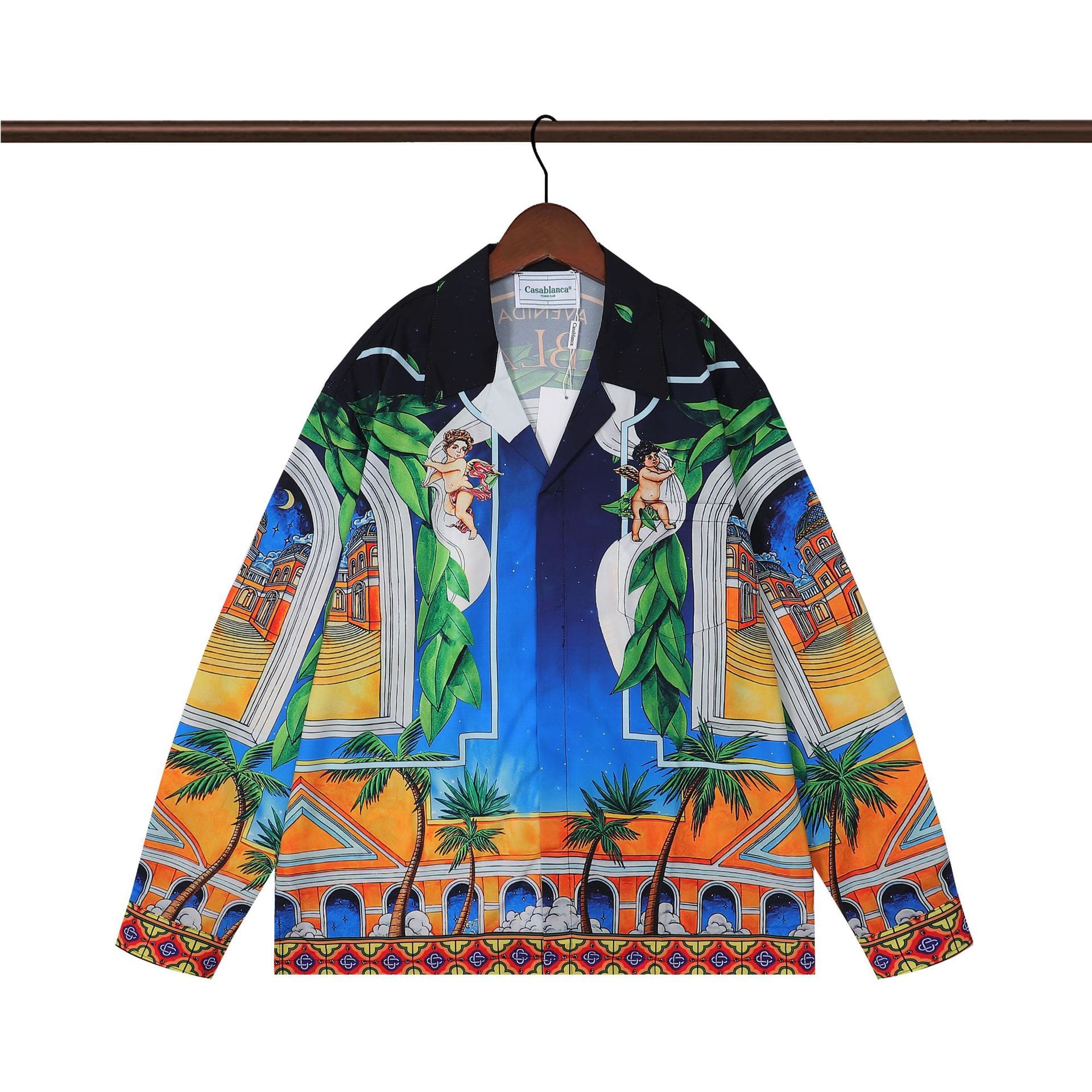 Casablanca Printed Long Sleeve Beach Shirt for Men