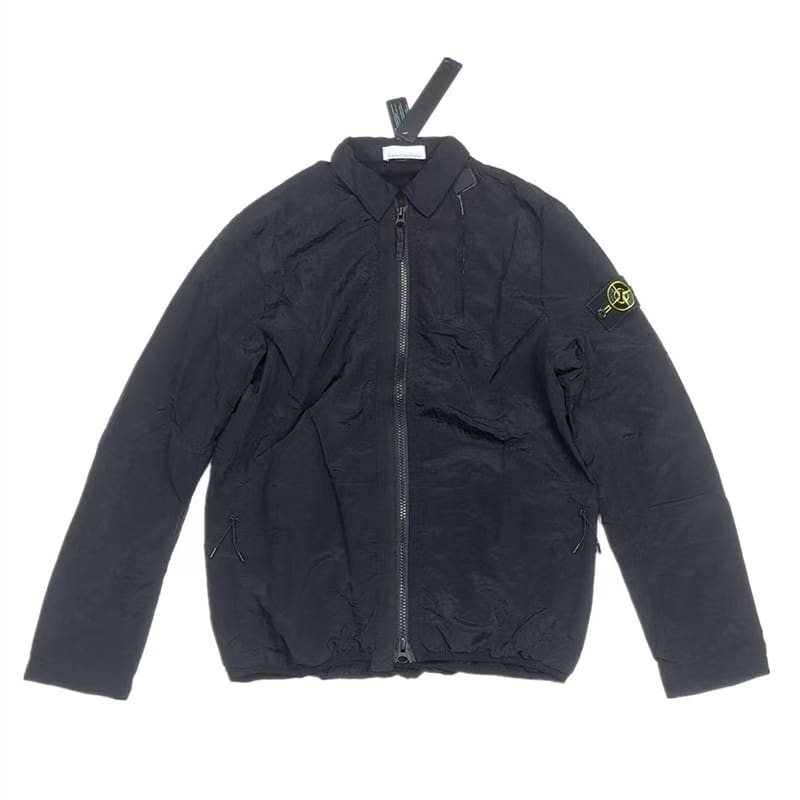 Stone Island Ribbon Zipper Metal Nylon Jacket with Armband and Lapel Overalls