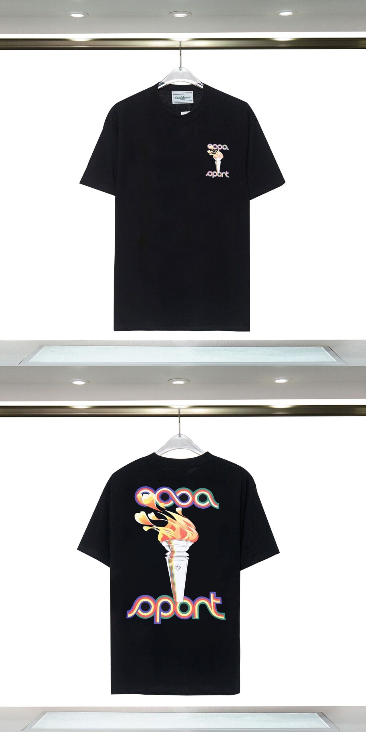 Casablanca Double Yarn Cotton Letter Print T-Shirt Trendy Style