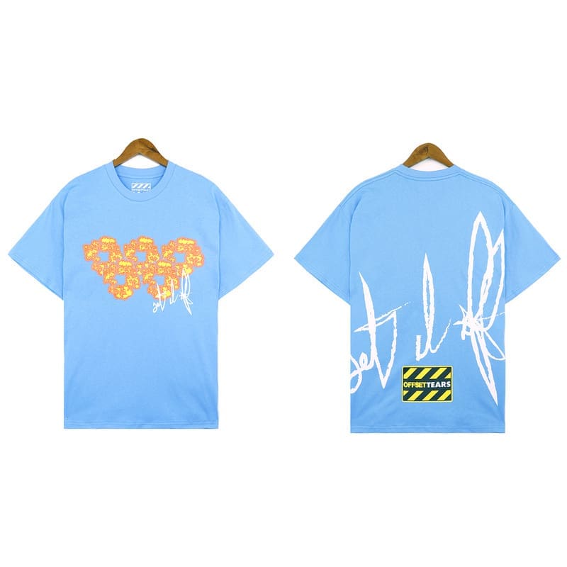 Denim Tears x Offset Flame Print Cotton Short Sleeve T-Shirt