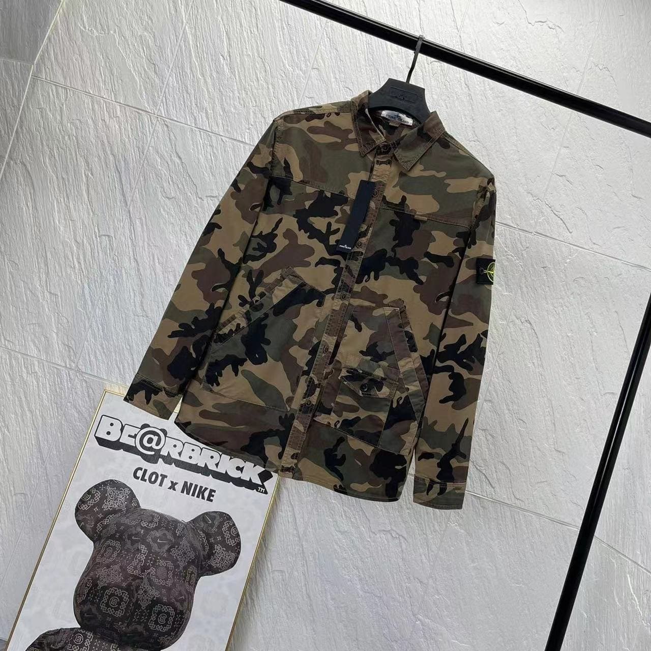 Stone Island Camouflage Shirt Coat Loose Fit Autumn Fashion