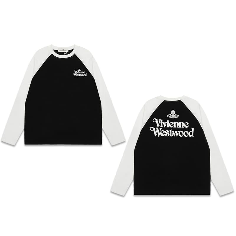 Vivienne Westwood Splash-Ink Embroidered Long Sleeve T-Shirt for Men and Women