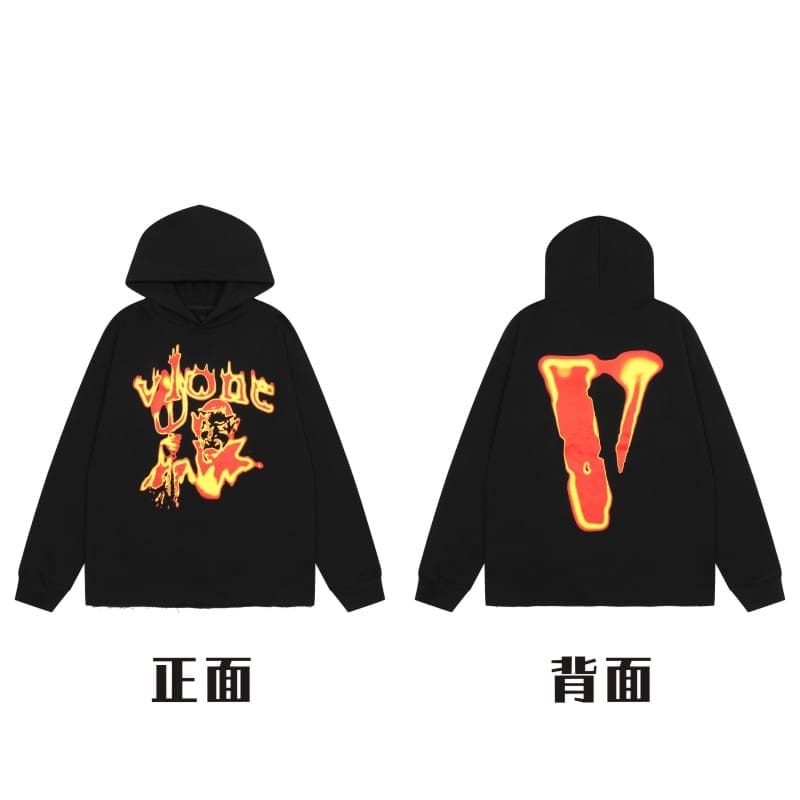 VLONE Large V Hooded Sweater Retro Pullover for Men and Women