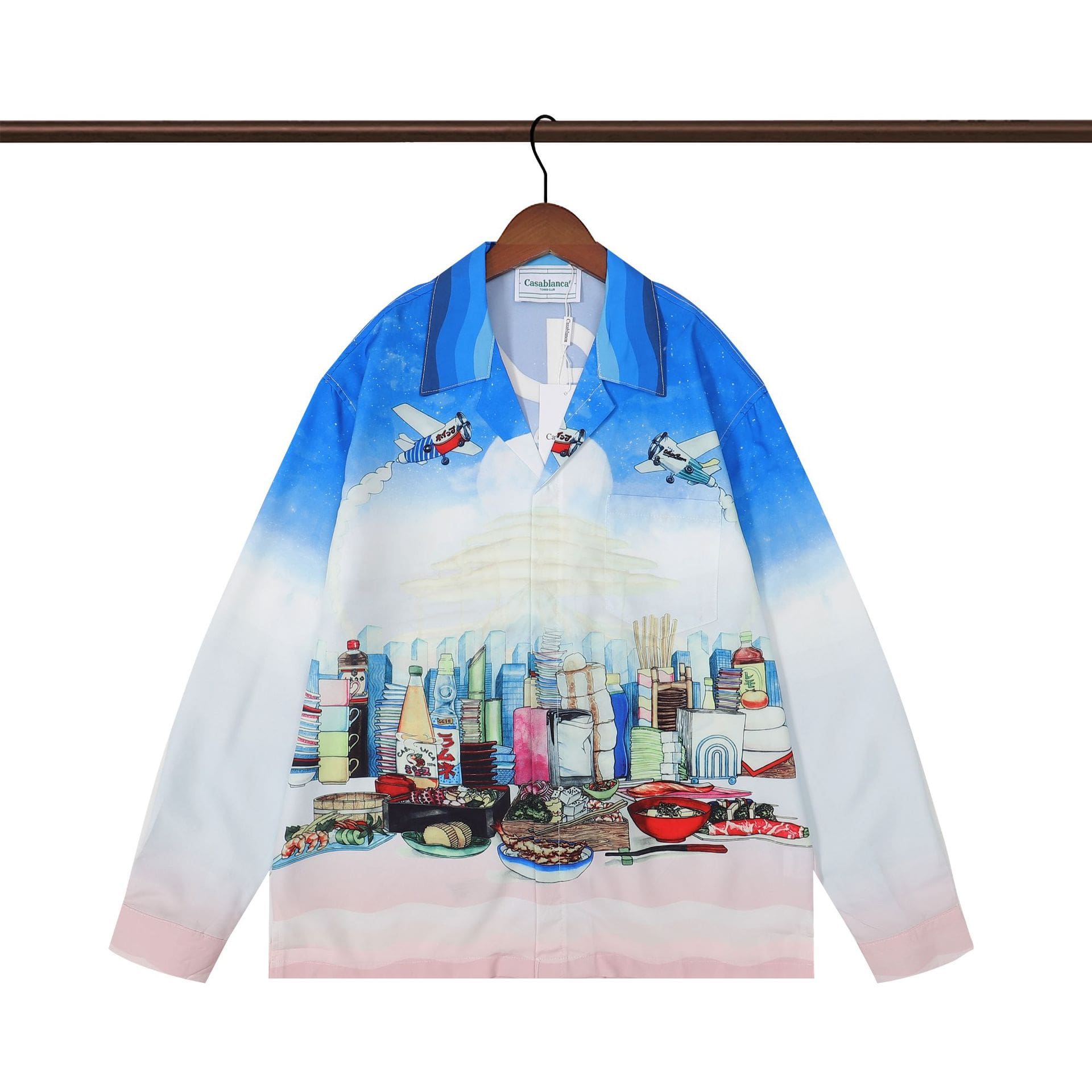 Casablanca Long Sleeve Printed Beach Shirt for Men A