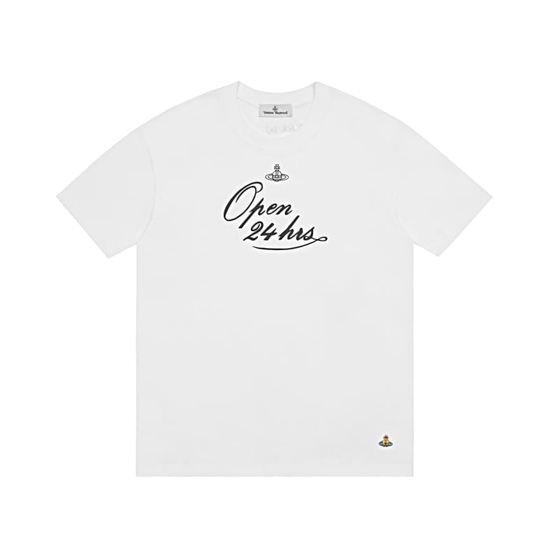 Vivienne Westwood Couple Print Embroidered Loose Cotton T-Shirt for Men and Women