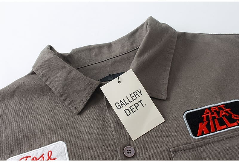 Gallery Dept Badge Embroidered Short Sleeve Workwear Shirt for Men