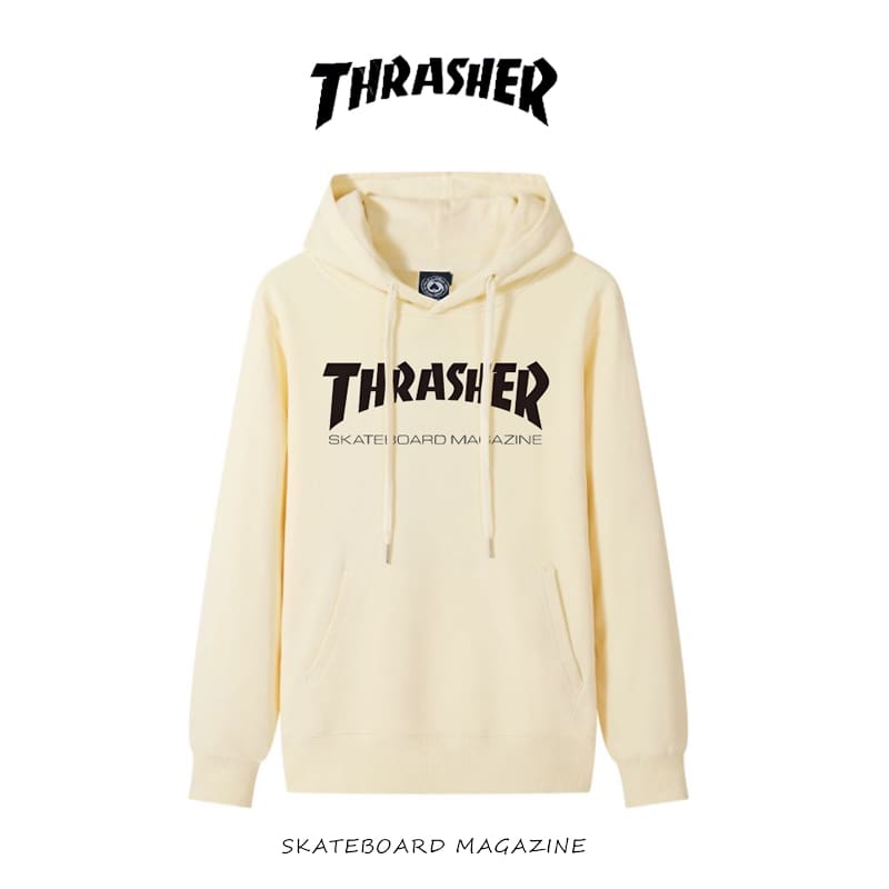 thrasher flame letter hooded sweater loose casual pure cotton coat