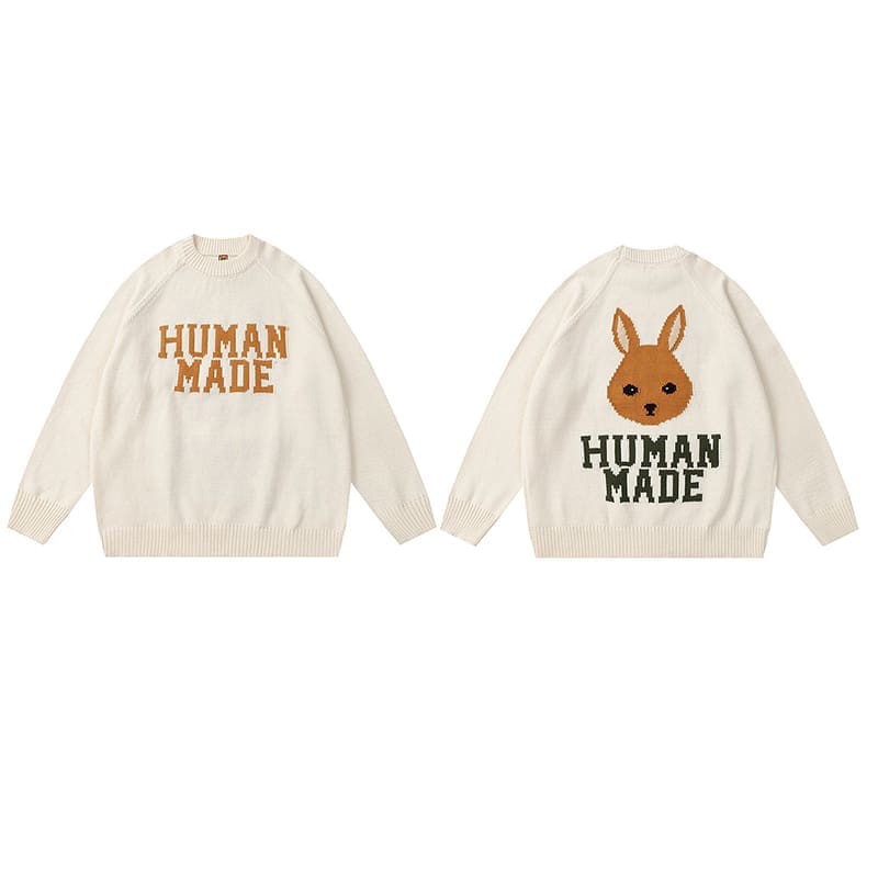 Hvm*n M*de cartoon jacquard sweater niche trendy round neck for couples