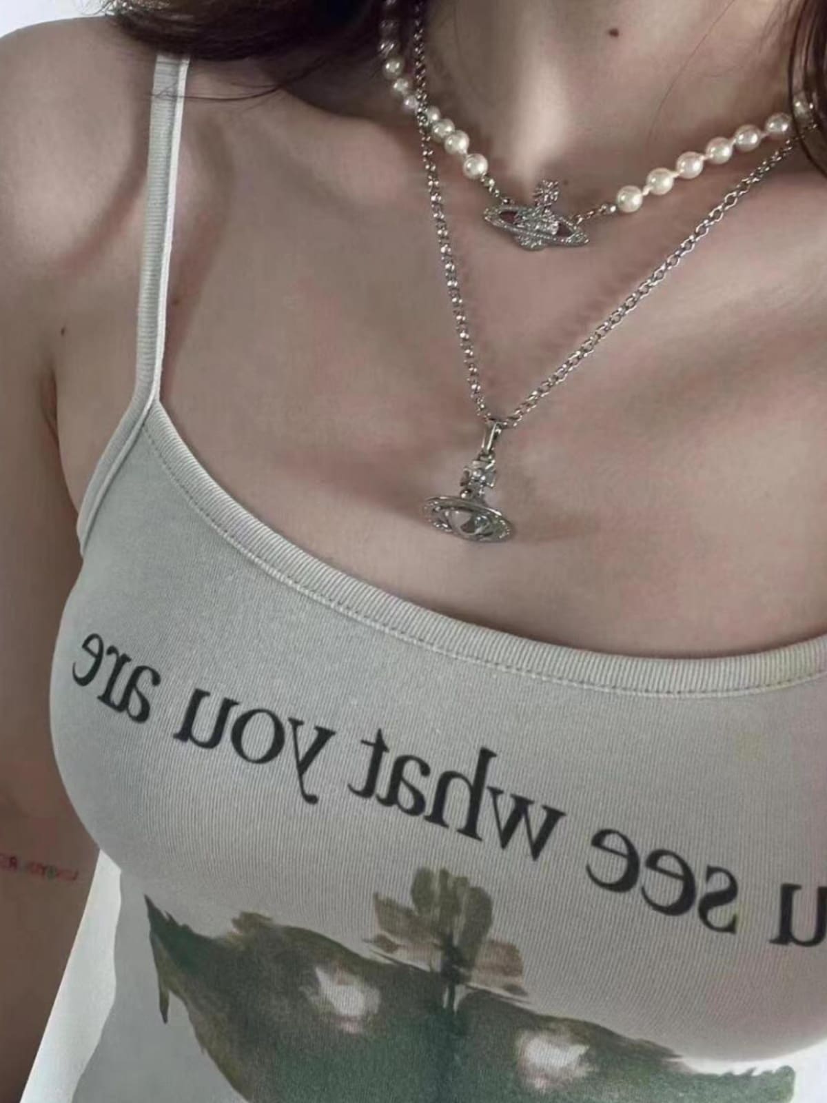 Vivienne Westwood Earth Planet Necklace Luxury French Clavicle Chain