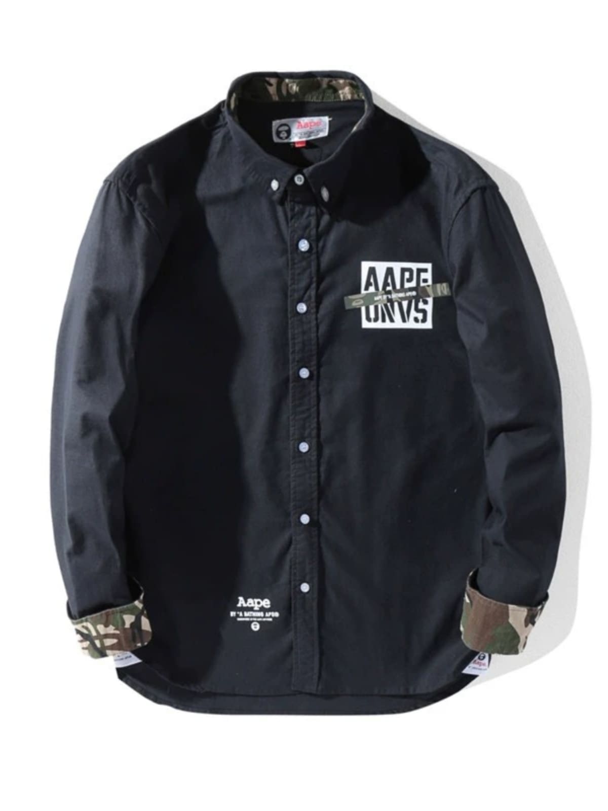 AAPE Ape Head Camouflage Letter Print Long Sleeve Shirt for Men and Women