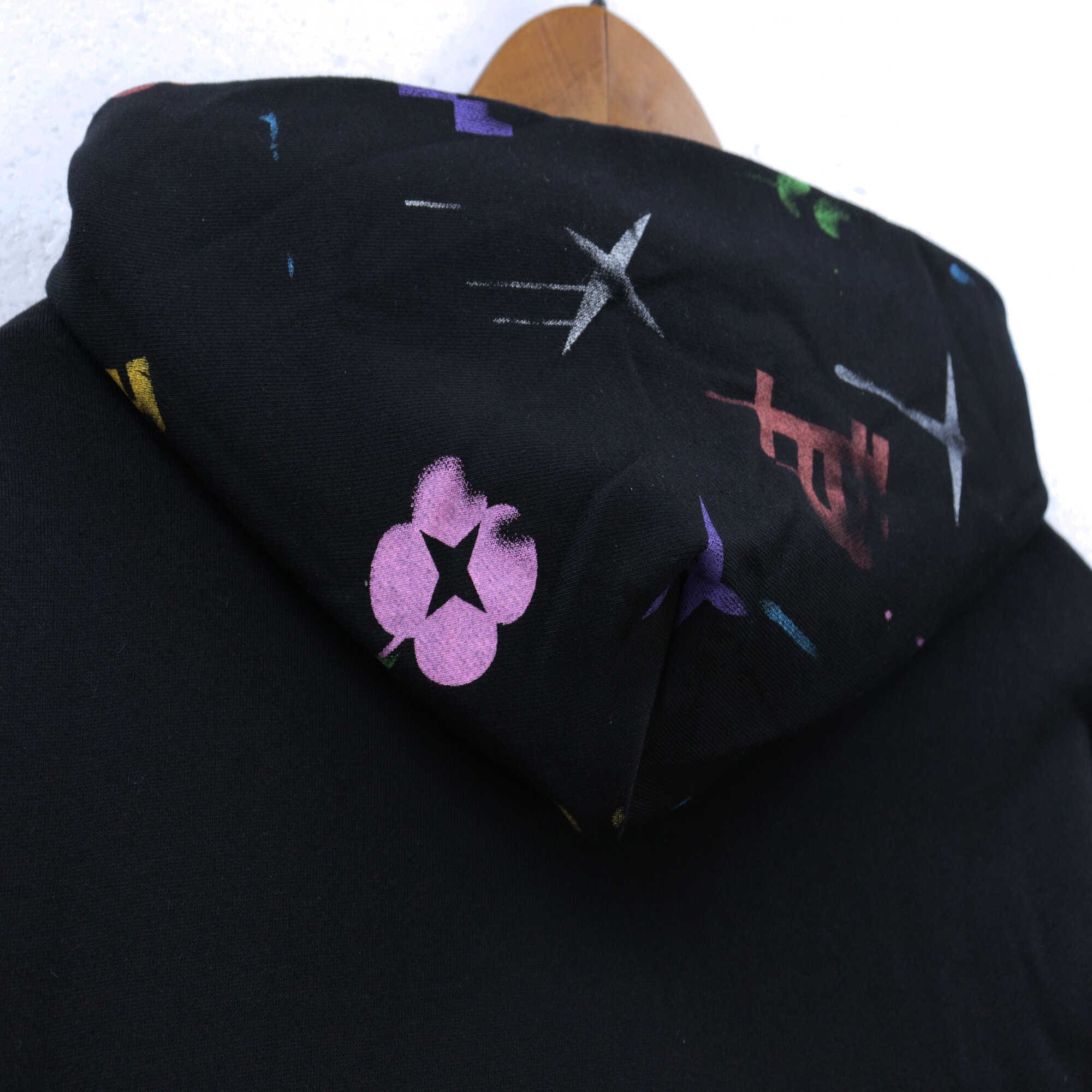 saint vintage pu*re b*and letter print hooded sweatshirt