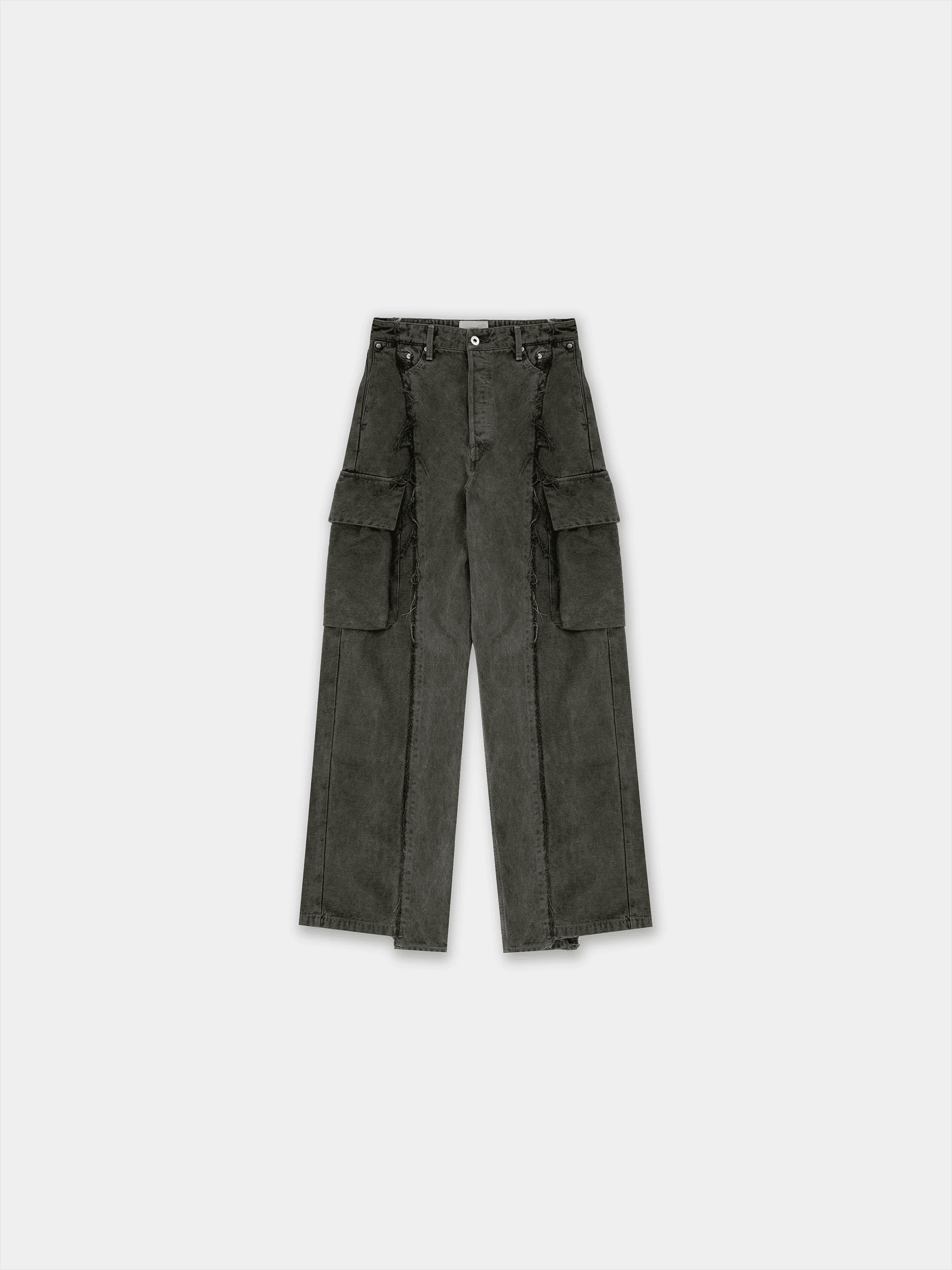 vujade007 jeans stitching multi-pocket trousers washed distressed pants men Kenijima