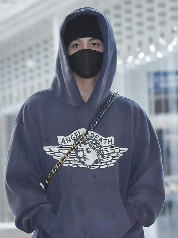 Saint Michael G-Dragon Velvet Padded Hooded Sweatshirt for Men