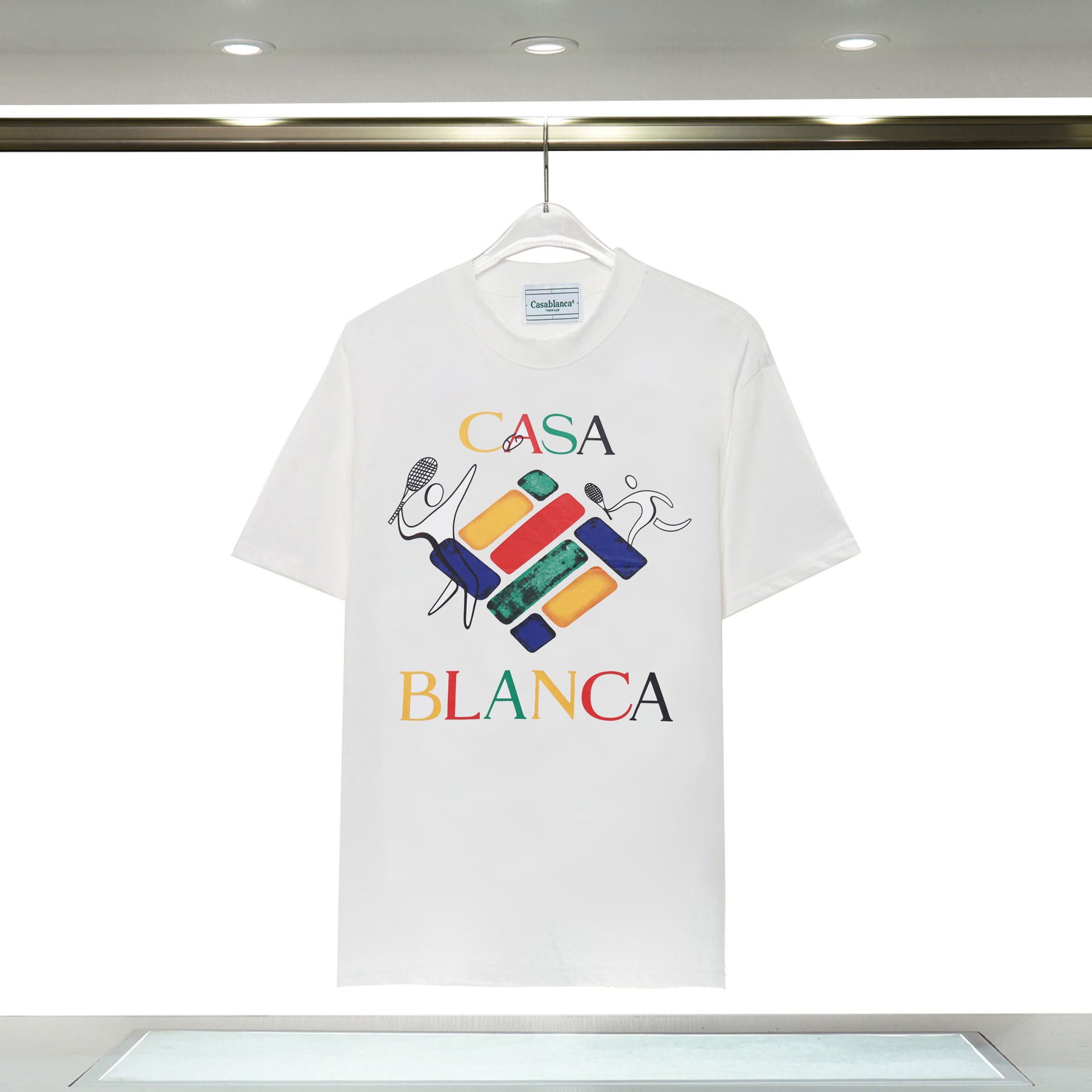 Casablanca Double Yarn Cotton Letter Print T-Shirt Trendy Style