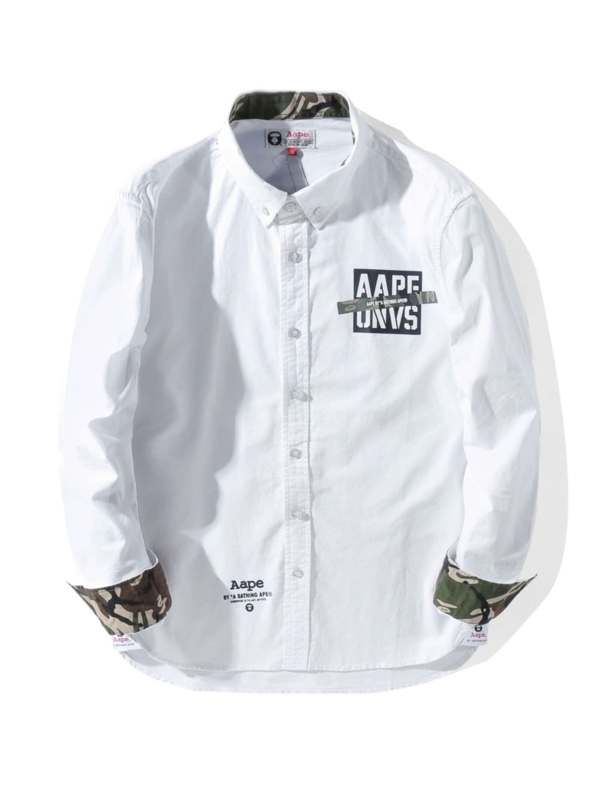 AAPE Ape Head Camouflage Letter Print Long Sleeve Shirt for Men and Women