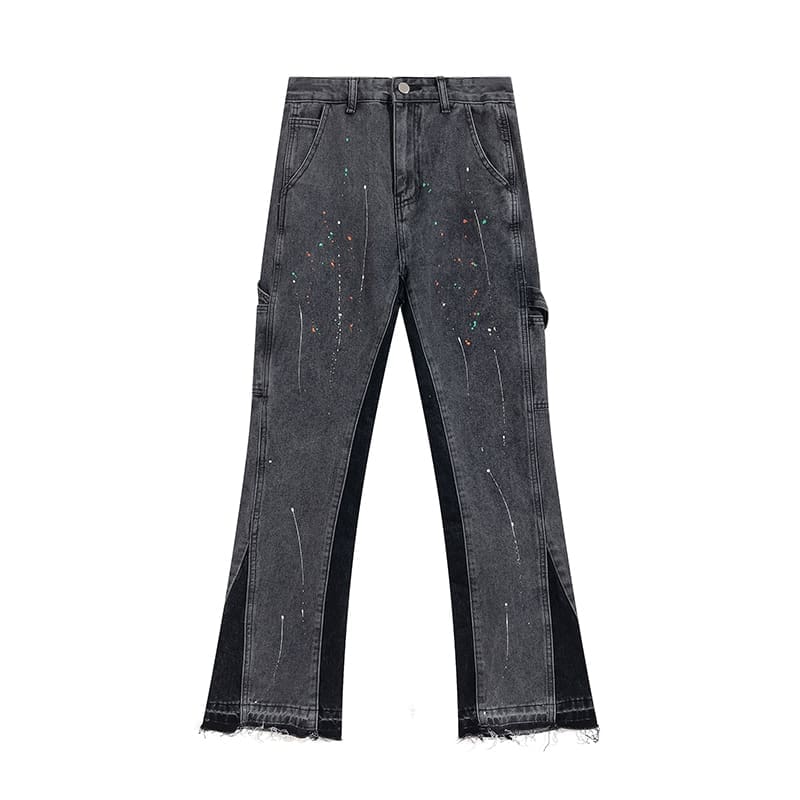 Gallery Dept Contrast Color Splash-Ink Design Denim Trousers Slightly Flared